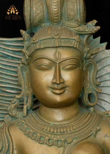46" Majestic Bronze Ardhanarishvara Statue Shiva–Shakti in Eternal Harmony