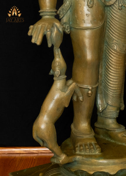 46" Majestic Bronze Ardhanarishvara Statue Shiva–Shakti in Eternal Harmony