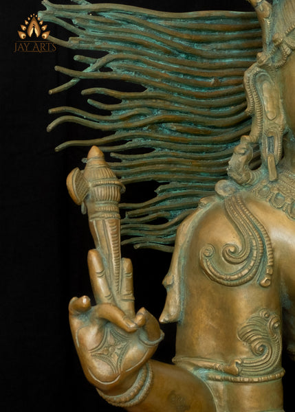 46" Majestic Bronze Ardhanarishvara Statue Shiva–Shakti in Eternal Harmony