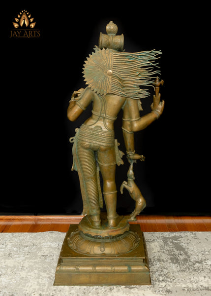 46" Majestic Bronze Ardhanarishvara Statue Shiva–Shakti in Eternal Harmony
