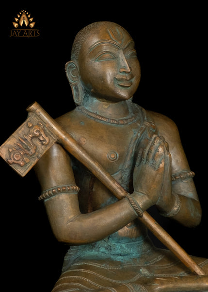 9" Bronze Statue of Sri Ramanujacharya Seated in Devotion