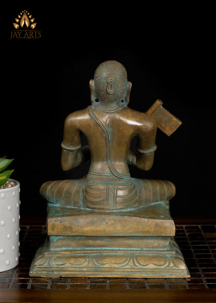 9" Bronze Statue of Sri Ramanujacharya Seated in Devotion