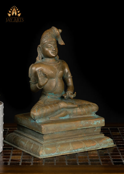 9" Bronze Statue of Nammalvar The Revered Vaishnava Saint and Poet