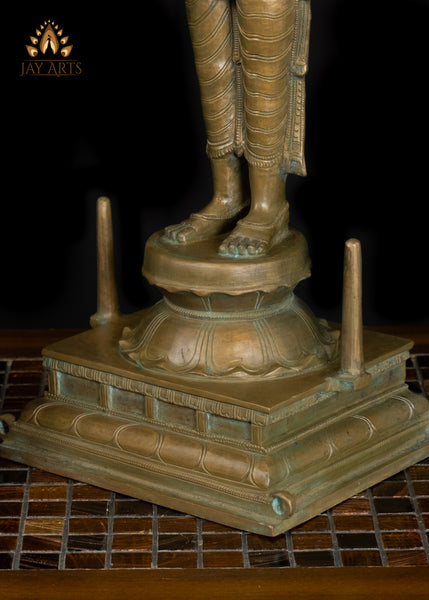 18" Bronze Perumal Statue Sri Vaikundanathar in Abhaya and Varada Mudra