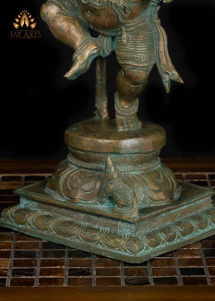 13" Dancing Ganesha Bronze Idol - Graceful Dance of the Divine