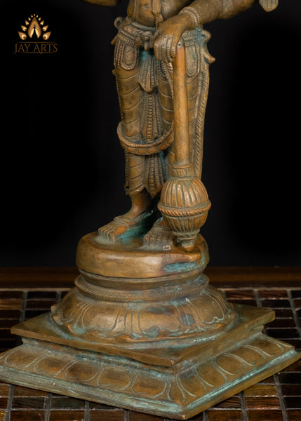 13" Bronze Vishnu with Gada The Divine Protector