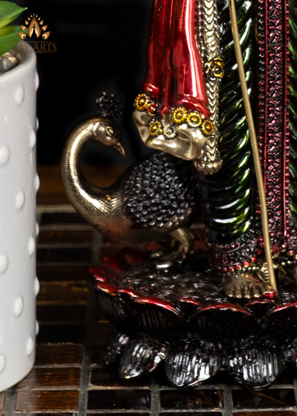 10" Beautiful Lightweight Murugan Brass Statue in Vibrant Colors with Exquisite Details