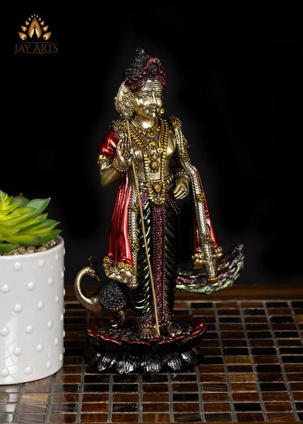 10" Beautiful Lightweight Murugan Brass Statue in Vibrant Colors with Exquisite Details