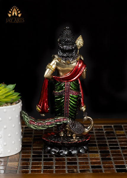 10" Beautiful Lightweight Murugan Brass Statue in Vibrant Colors with Exquisite Details