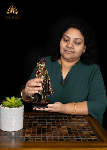 10" Beautiful Lightweight Murugan Brass Statue in Vibrant Colors with Exquisite Details