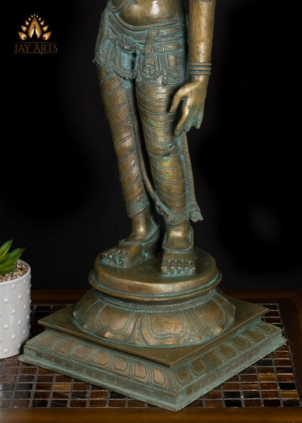 30" Graceful Standing Goddess Sivagami Statue Divine Elegance in Bronze