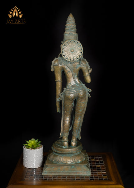 30" Graceful Standing Goddess Sivagami Statue Divine Elegance in Bronze