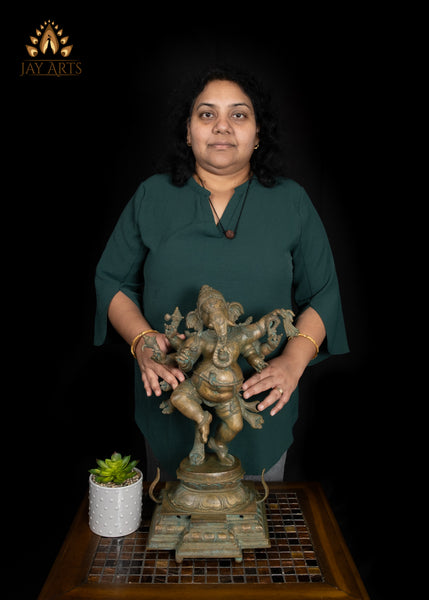 18" Joyful Bronze Dancing Ganesha – Nritya Ganapati