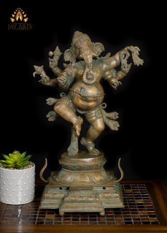18" Joyful Bronze Dancing Ganesha – Nritya Ganapati