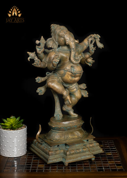 18" Joyful Bronze Dancing Ganesha – Nritya Ganapati