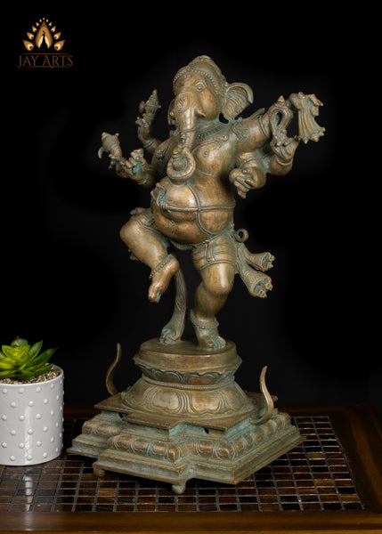 18" Joyful Bronze Dancing Ganesha – Nritya Ganapati