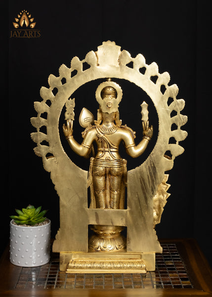 21" Brass Lord Murugan Statue with Ornate Arch – Divine Grace and Splendor