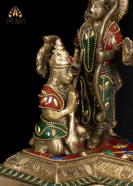 12" Divine Ram Parivar Brass Idol - Rama Sita Lakshman Hanuman Idol for Mandir