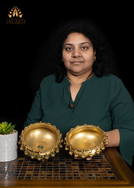 6" Elegant Brass Urli Bowl for Flower Arrangement