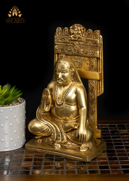 10" Divine Guru Sri Raghavendra Swami Brass Idol