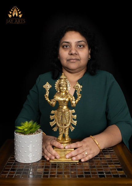 12" Brass Dhanvantari Statue God of Medicine and Prosperity