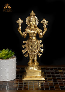 12" Brass Dhanvantari Statue God of Medicine and Prosperity