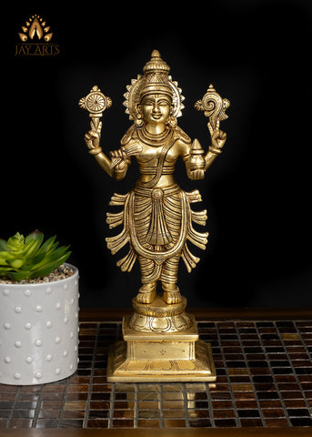 12" Brass Dhanvantari Statue God of Medicine and Prosperity
