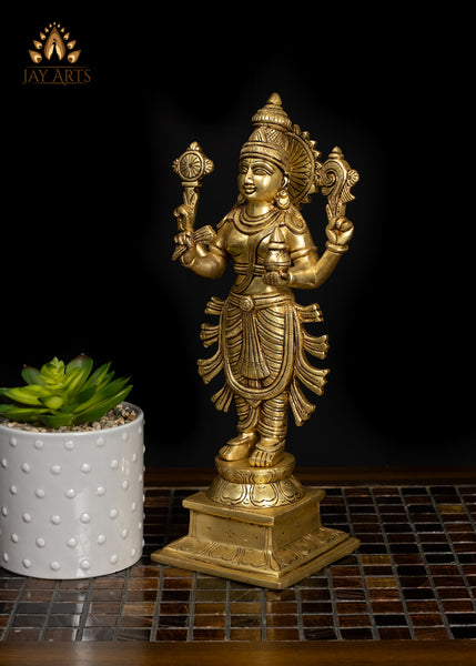 12" Brass Dhanvantari Statue God of Medicine and Prosperity