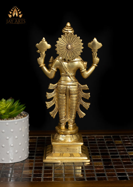 12" Brass Dhanvantari Statue God of Medicine and Prosperity