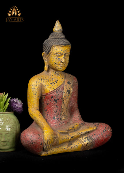 13" Cambodian Wood Buddha in Earth Witness Gesture with a Vibrant Finish