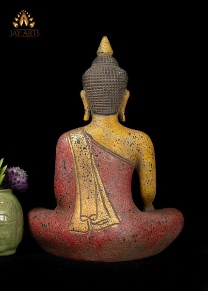 13" Cambodian Wood Buddha in Earth Witness Gesture with a Vibrant Finish