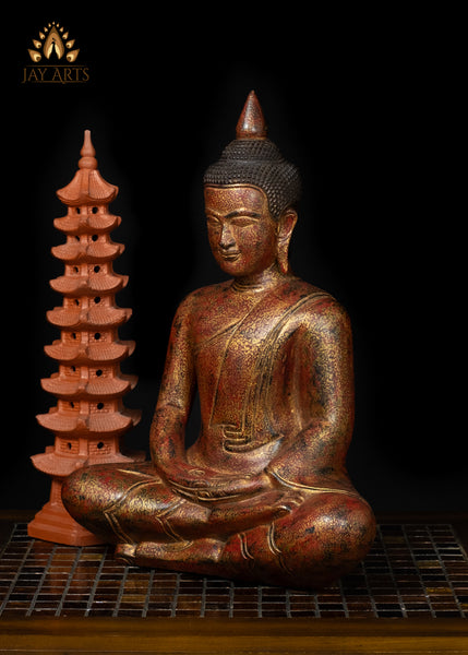 15" Cambodian Wood Buddha in Meditation - Symbol of Inner Peace and Wisdom