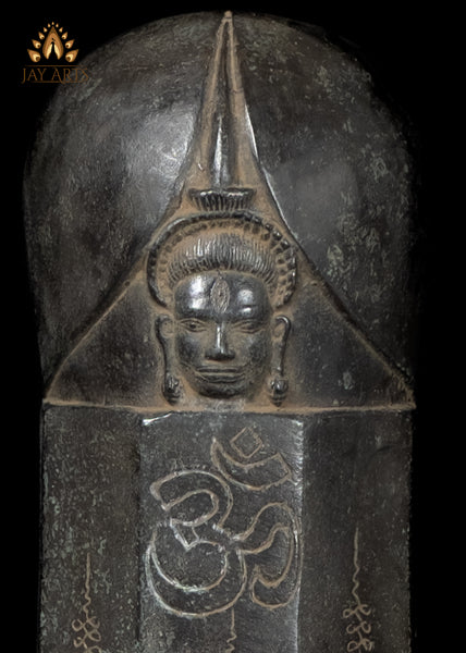 23" Cambodian Bronze Shiva Lingam with Shiva's Face – Sacred Heritage Piece