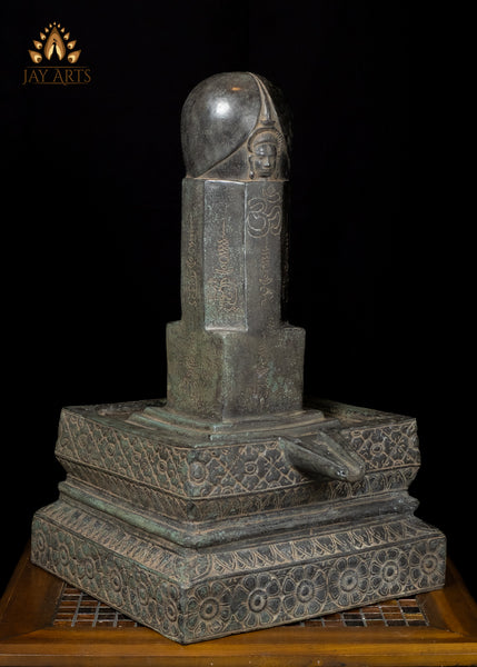 23" Cambodian Bronze Shiva Lingam with Shiva's Face – Sacred Heritage Piece