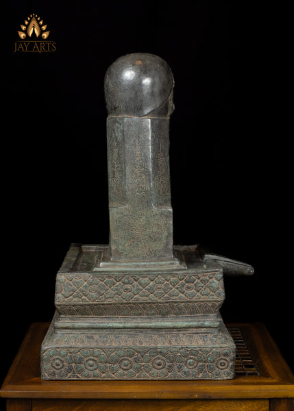 23" Cambodian Bronze Shiva Lingam with Shiva's Face – Sacred Heritage Piece