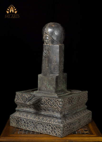23" Cambodian Bronze Shiva Lingam with Shiva's Face – Sacred Heritage Piece