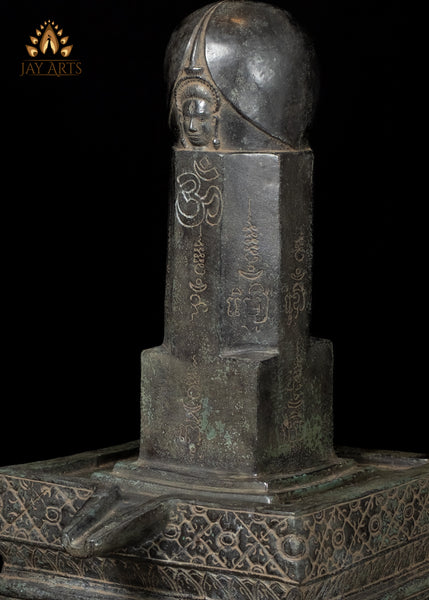 23" Cambodian Bronze Shiva Lingam with Shiva's Face – Sacred Heritage Piece