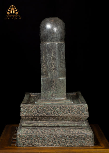 23" Cambodian Bronze Shiva Lingam with Shiva's Face – Sacred Heritage Piece