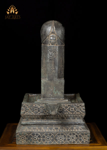 23" Cambodian Bronze Shiva Lingam with Shiva's Face – Sacred Heritage Piece