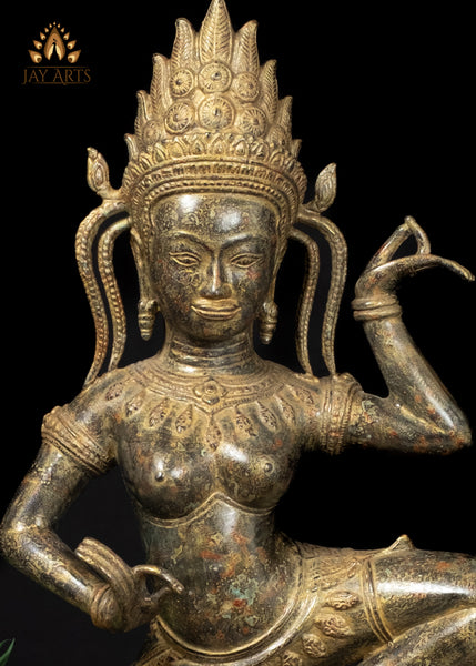 22" Cambodian Apsara – Celestial Dancer Bronze Sculpture