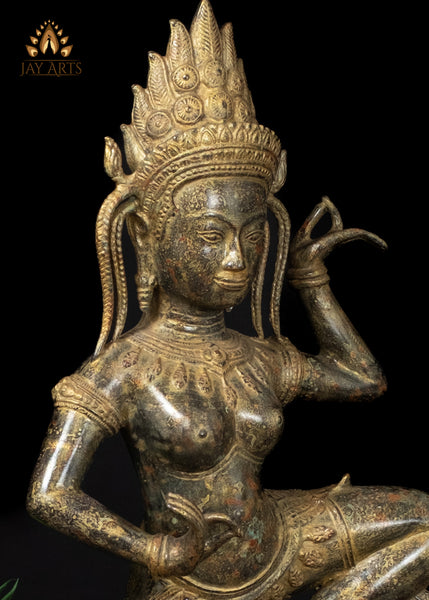 22" Cambodian Apsara – Celestial Dancer Bronze Sculpture