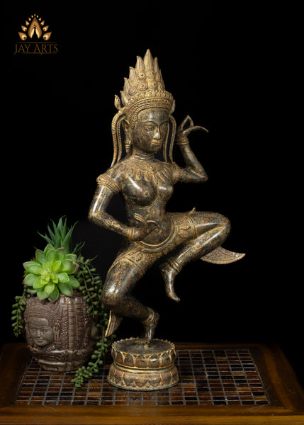 22" Cambodian Apsara – Celestial Dancer Bronze Sculpture