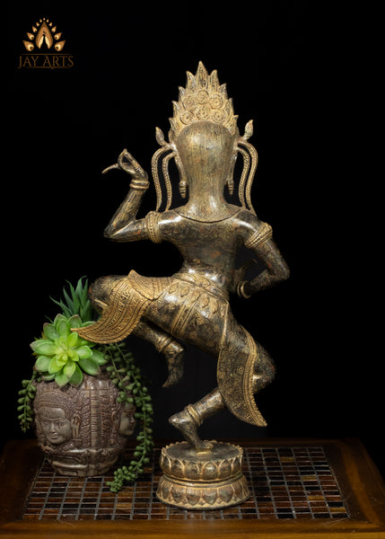 22" Cambodian Apsara – Celestial Dancer Bronze Sculpture