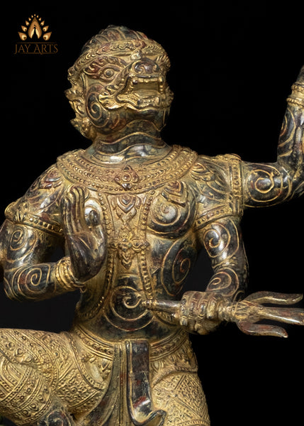 15" Cambodian Style Bronze Hanuman – The Divine Warrior in Motion