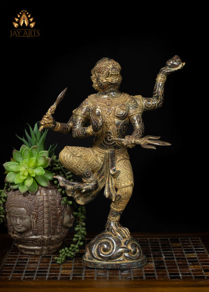 15" Cambodian Style Bronze Hanuman – The Divine Warrior in Motion