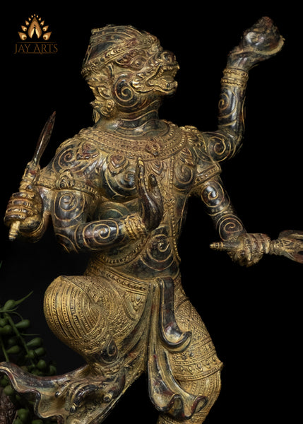 15" Cambodian Style Bronze Hanuman – The Divine Warrior in Motion