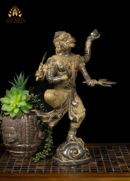 15" Cambodian Style Bronze Hanuman – The Divine Warrior in Motion