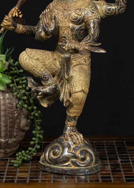 15" Cambodian Style Bronze Hanuman – The Divine Warrior in Motion