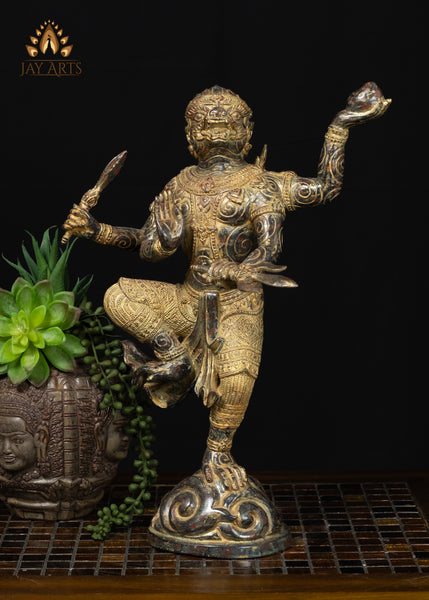 15" Cambodian Style Bronze Hanuman – The Divine Warrior in Motion