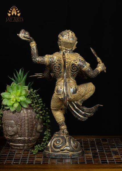15" Cambodian Style Bronze Hanuman – The Divine Warrior in Motion